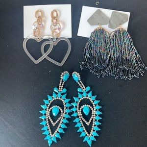 3 sets of fashion earrings